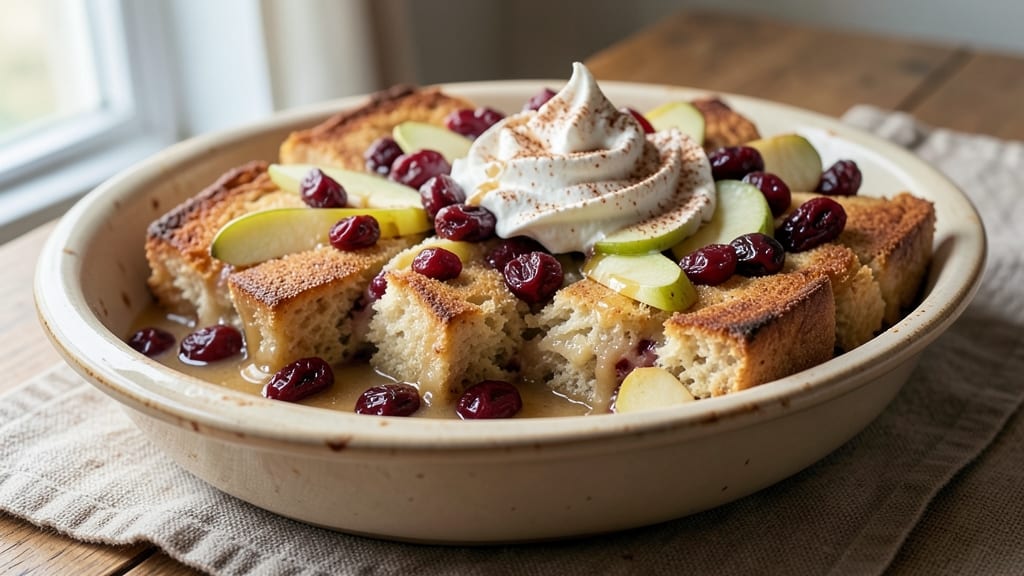 Apple Cranberry Bread Pudding Recipe: Spiced Swirls and Juicy Fruit Burst