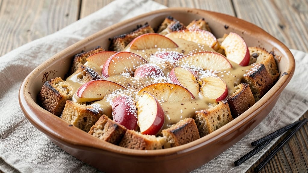 Apple and Rye Bread Pudding Recipe: Spiced Apple Swirls and Crispy Top